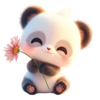 ai généré mignonne bébé Panda dessin animé personnage 3d le rendu png