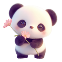 ai generato carino bambino panda cartone animato personaggio 3d interpretazione png