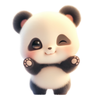 AI generated Cute Baby Panda Cartoon Character  3D Rendering png