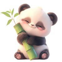 ai généré mignonne bébé Panda dessin animé personnage 3d le rendu png