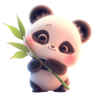 ai gerado fofa bebê panda desenho animado personagem 3d Renderização png
