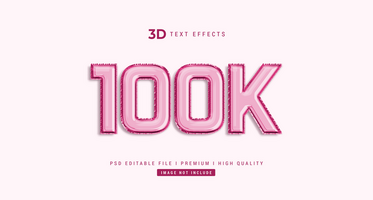 100K 3d text style effect mockup template psd