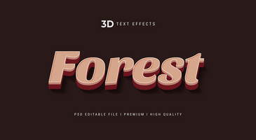 forêt 3d texte style effet maquette modèle psd