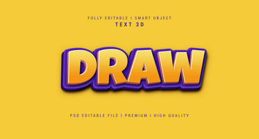 Draw 3d Text Style Effect Mockup Template psd