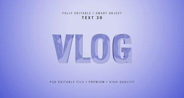 video blog 3d testo stile effetto modello modello psd