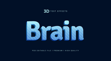 cerveau 3d texte style effet maquette modèle psd