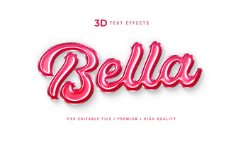 Bella 3d Text Style Effect Mokcup Template psd