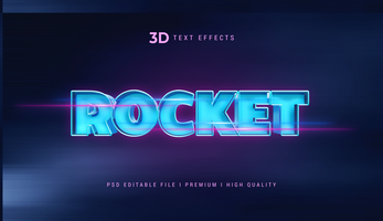 Rocket 3D Text Style Effect Mockup Template psd