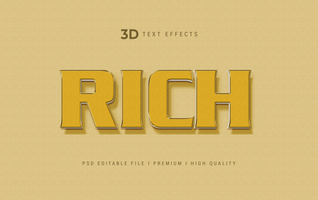 Rich 3d Text Style Effect Mockup Template psd