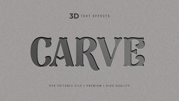 Carve 3d Text Style Effect Mockup Template psd