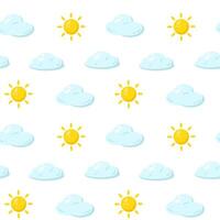 Sky with sun and clouds seamless pattern vector