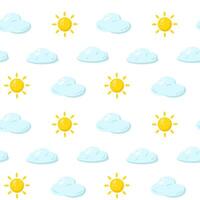 Sky with sun and clouds seamless pattern vector