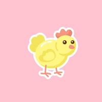 Cute chicken. Vector illustration in cartoon style. Isolated on pink background.