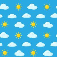 Sky with sun and clouds seamless pattern vector