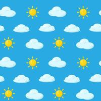 Sky with sun and clouds seamless pattern vector