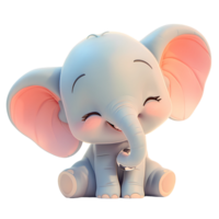 AI generated Cute Elephant 3d Cartoon Character png