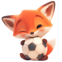 AI generated Cute Fox 3d Cartoon Character Holding a Ball png