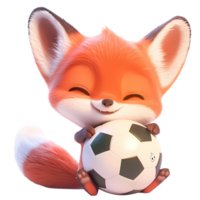 AI generated Cute Fox 3d Cartoon Character Holding a Ball png
