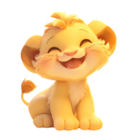 ai généré mignonne bébé Lion 3d dessin animé personnage png