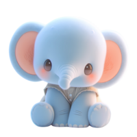 AI generated Cute Elephant 3d Cartoon Character png