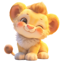 ai généré mignonne bébé Lion 3d dessin animé personnage png