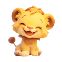 ai gegenereerd schattig baby leeuw 3d tekenfilm karakter png