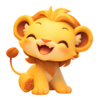 ai généré mignonne bébé Lion 3d dessin animé personnage png