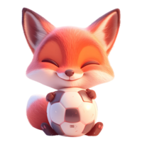 AI generated Cute Fox 3d Cartoon Character Holding a Ball png