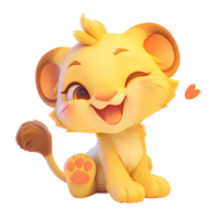 ai genererad söt bebis lejon 3d tecknad serie karaktär png
