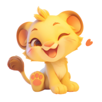 AI generated Cute Baby Lion 3d Cartoon Character png