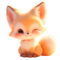 AI generated Cute Fox 3d Cartoon Character png