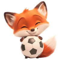 AI generated Cute Fox 3d Cartoon Character Holding a Ball png