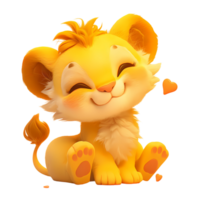 ai généré mignonne bébé Lion 3d dessin animé personnage png