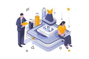 Eco lifestyle concept in 3d isometric design. Environmentally friendly technologies for generation and use of electricity resources. Vector illustration with isometric people scene for web graphic