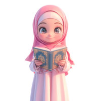 ai gegenereerd schattig Islamitisch vrouw tekenfilm karakter, 3d geven png