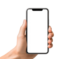 AI generated Hand Holding Phone  Mockup With Blank Screen png