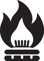 minimal gas burner logo concept vector black color silhouette, white background 8