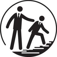 a man help other man vector icon black color silhouette, white background 15