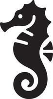 minimal Seahorse vector icon, flat symbol, black color silhouette, white background 13