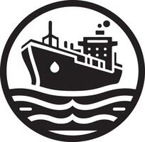 minimal International shipping tanker ship under round shape logo vector icon 4