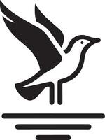 minimal Seagull vector icon, flat symbol, black color silhouette, white background 4