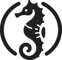 minimal Seahorse vector icon, flat symbol, black color silhouette, white background 7