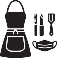 minimal female apron vector icon silhouette, clipart, symbol, black color silhouette 22