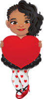 Cute Girl holding Red Heart Cartoon Character png