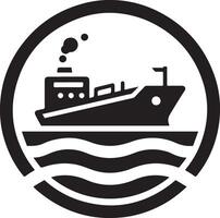 minimal International shipping tanker ship under round shape logo vector icon 9