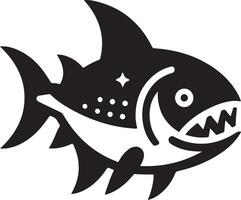 Piranha fish vector icon, clipart, symbol, flat illustration, black color silhouette 6