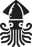 minimal Squid vector icon, flat symbol, black color silhouette, white background 5