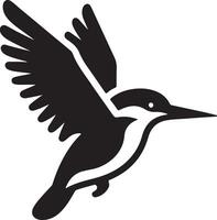 martín pescador pájaro vector Arte icono, clipart, símbolo, negro color silueta, blanco antecedentes 11