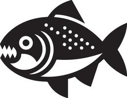 Piranha fish vector icon, clipart, symbol, flat illustration, black color silhouette 10