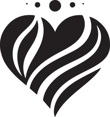 minimal heart shape vector logo icon, flat symbol, black color 8